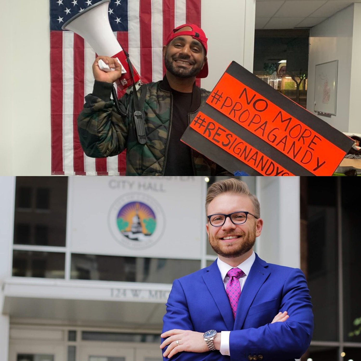 Activist Michael Lynn Jr. (above) apologized after calling City Council President Peter Spadafore (below) a "hissy bitch"